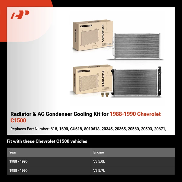 Radiator & AC Condenser Cooling Kit for 1988-1990 Chevrolet C1500