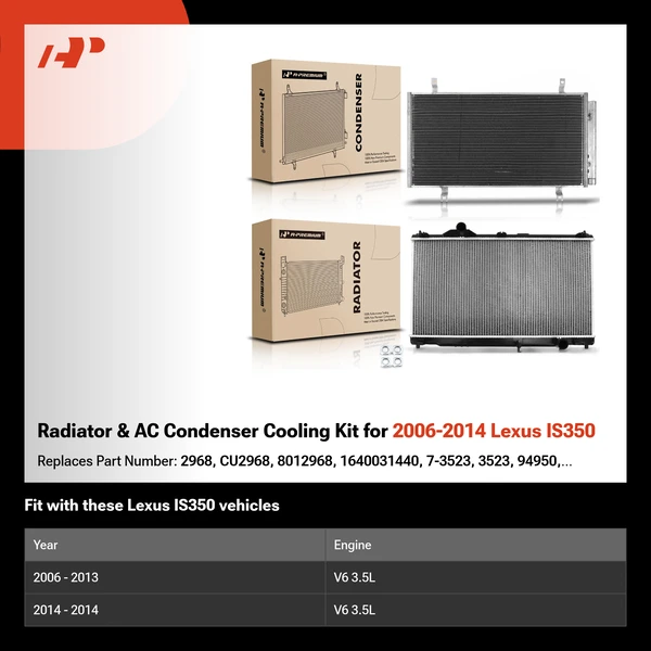 Radiator & AC Condenser Cooling Kit for 2006-2014 Lexus IS350