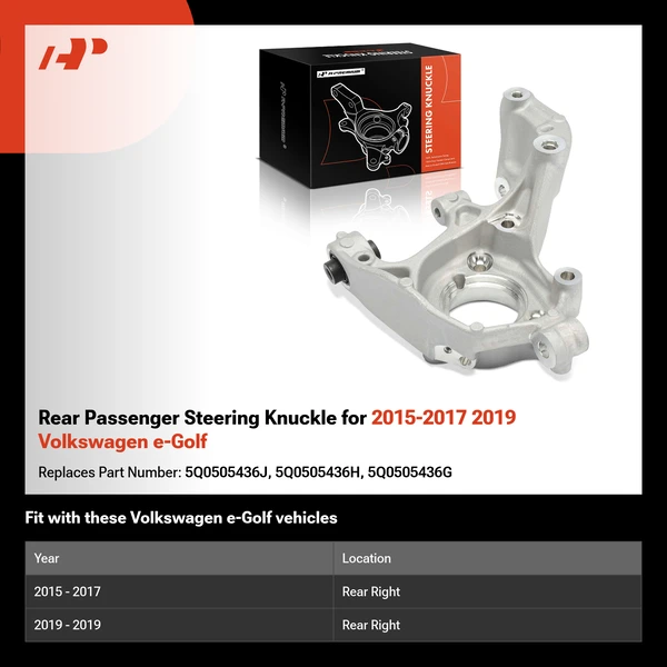 Rear Passenger Steering Knuckle for 2015-2017 2019 Volkswagen e-Golf