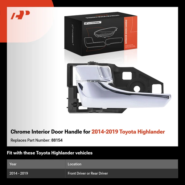 Chrome Interior Door Handle for 2014-2019 Toyota Highlander