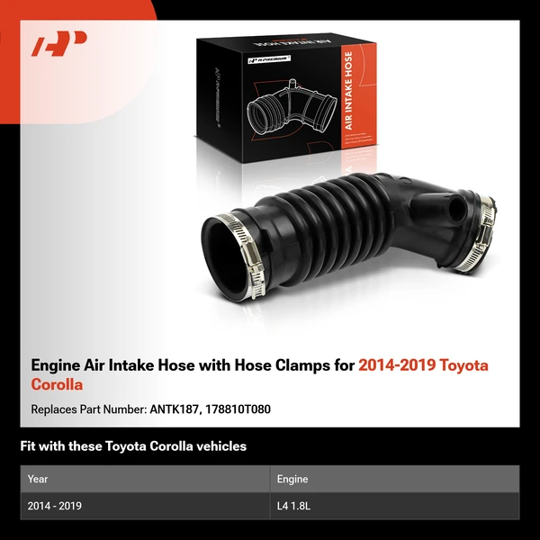 Engine Air Intake Hose with Hose Clamps for 2014-2019 Toyota Corolla