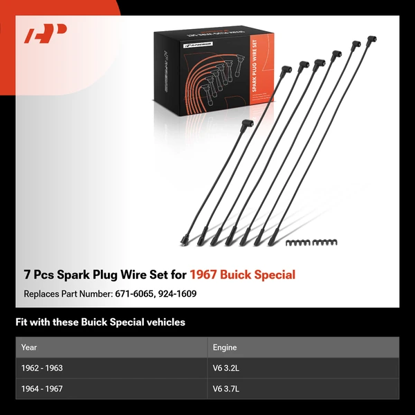 7 Pcs Spark Plug Wire Set for 1967 Buick Special