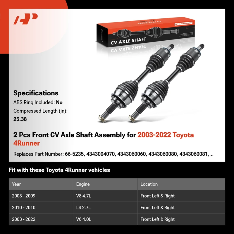 2 Pcs Front CV Axle Shaft Assembly for 2003-2022 Toyota 4Runner