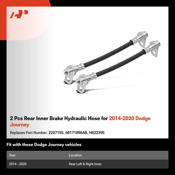 2 Pcs Rear Inner Brake Hydraulic Hose for 2014-2020 Dodge Journey