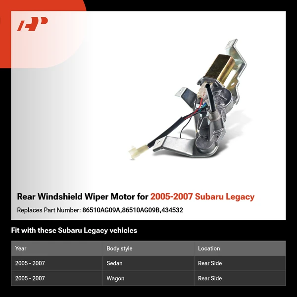 Rear Windshield Wiper Motor for 2005-2007 Subaru Legacy