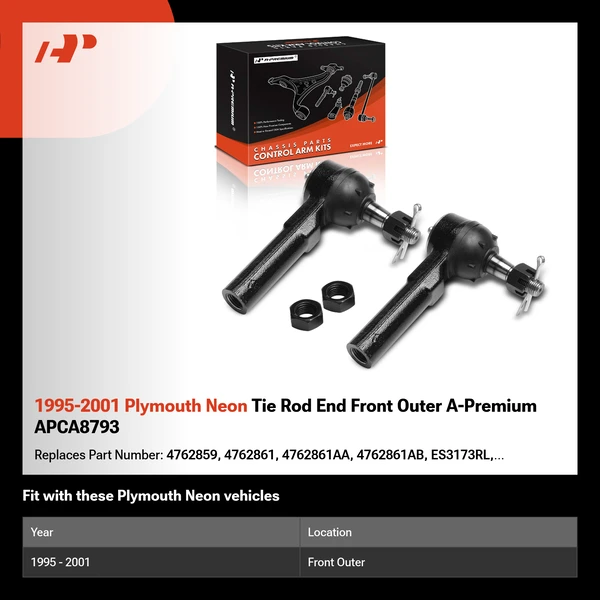 1995-2001 Plymouth Neon Tie Rod End Front Outer A-Premium APCA8793