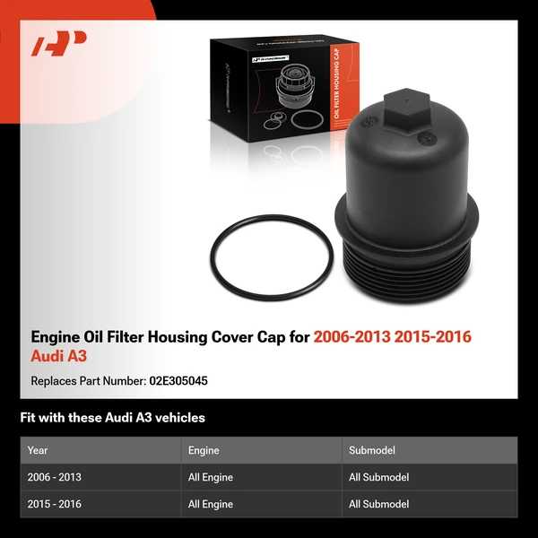 Engine Oil Filter Housing Cover Cap for 2006-2013 2015-2016 Audi A3