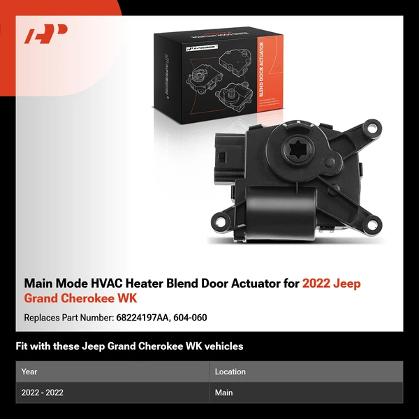 Main Mode HVAC Heater Blend Door Actuator for 2022 Jeep Grand Cherokee WK