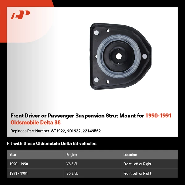 Front Driver or Passenger Suspension Strut Mount for 1990-1991 Oldsmobile Delta 88