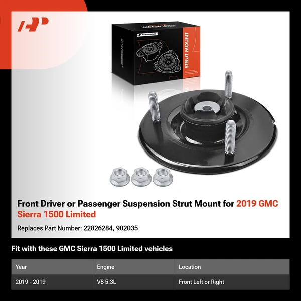 Front Driver or Passenger Suspension Strut Mount for 2019 GMC Sierra 1500 Limited