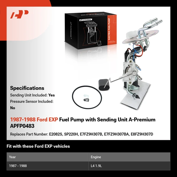 1987-1988 Ford EXP Fuel Pump with Sending Unit A-Premium APFP0483