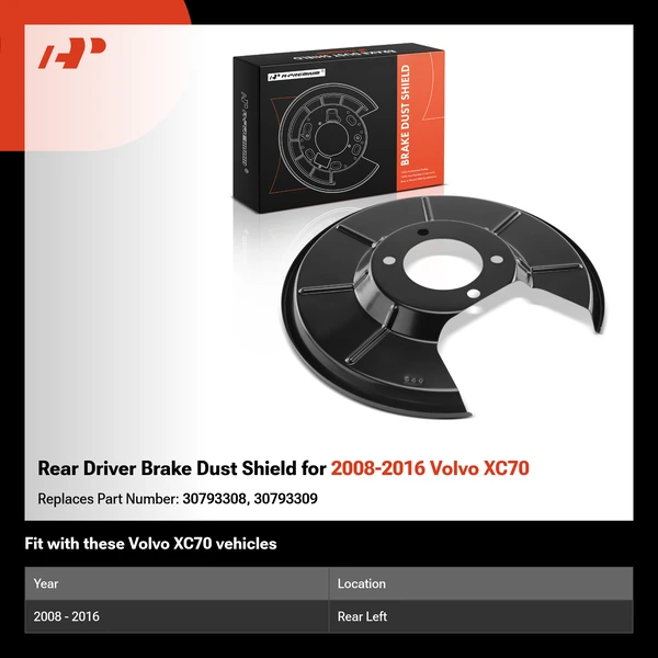 Rear Driver Brake Dust Shield for 2008-2016 Volvo XC70