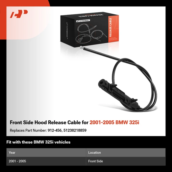 Front Side Hood Release Cable for 2001-2005 BMW 325i