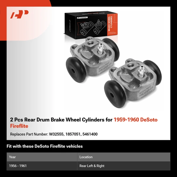 2 Pcs Rear Drum Brake Wheel Cylinders for 1959-1960 DeSoto Fireflite