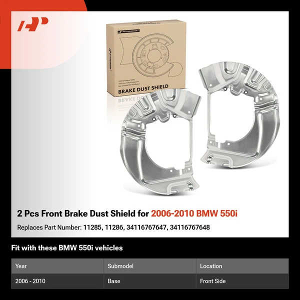 2 Pcs Front Brake Dust Shield for 2006-2010 BMW 550i