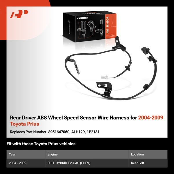 Rear Driver ABS Wheel Speed Sensor Wire Harness for 2004-2009 Toyota Prius