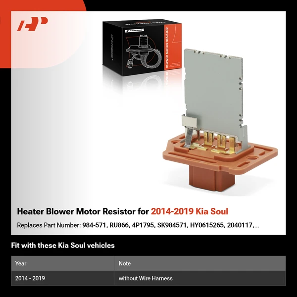 Heater Blower Motor Resistor for 2014-2019 Kia Soul