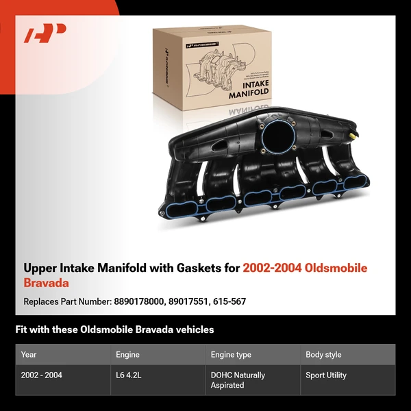 Upper Intake Manifold with Gaskets for 2002-2004 Oldsmobile Bravada
