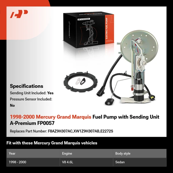 1998-2000 Mercury Grand Marquis Fuel Pump with Sending Unit A-Premium FP0057