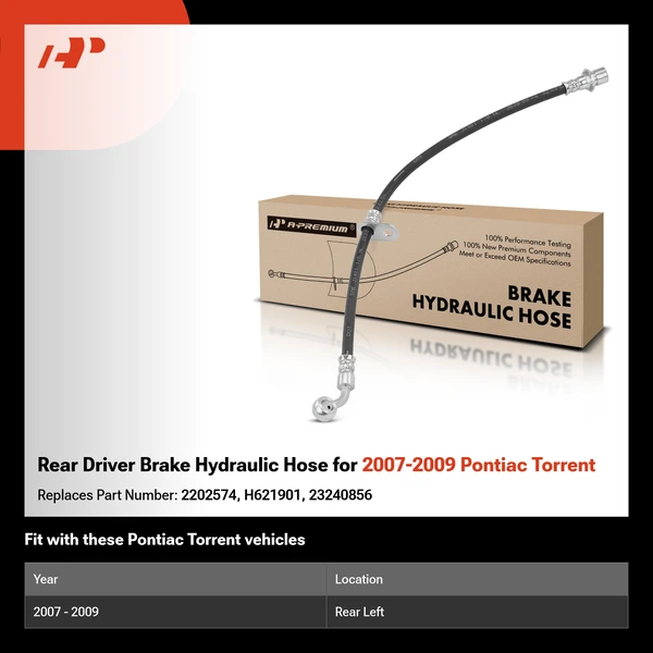 Rear Driver Brake Hydraulic Hose for 2007-2009 Pontiac Torrent