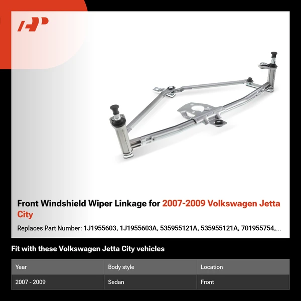 Front Windshield Wiper Linkage for 2007-2009 Volkswagen Jetta City