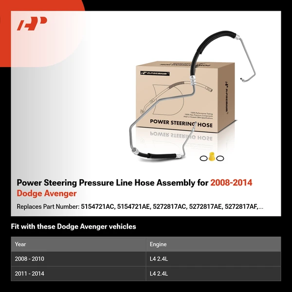 Power Steering Pressure Line Hose Assembly for 2008-2014 Dodge Avenger
