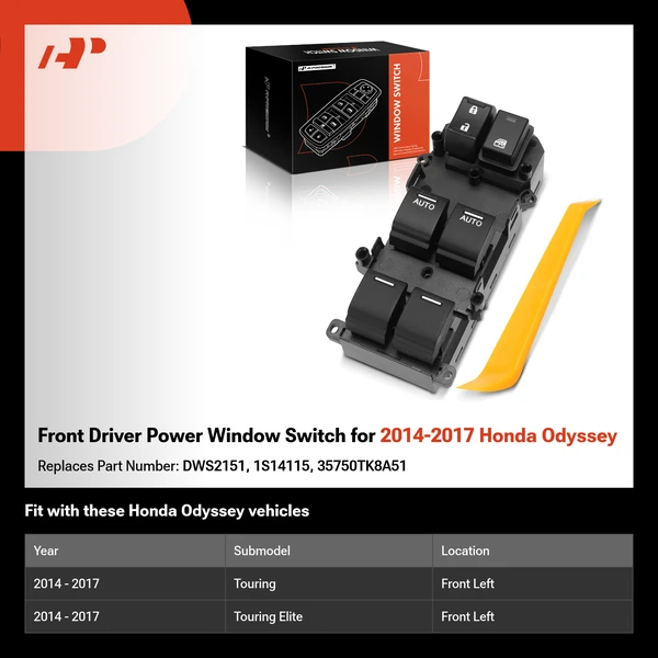 Front Driver Power Window Switch for 2014-2017 Honda Odyssey