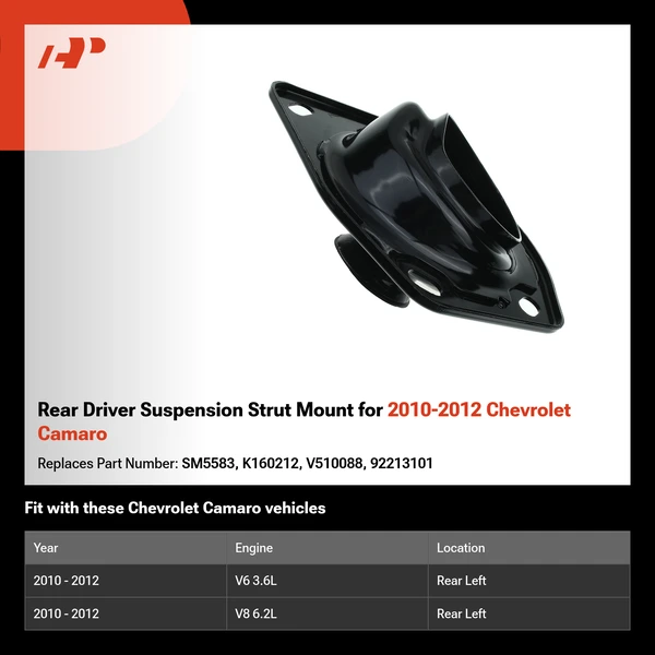 Rear Driver Suspension Strut Mount for 2010-2012 Chevrolet Camaro