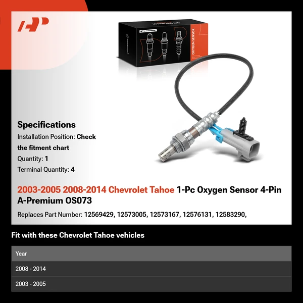 2003-2005 2008-2014 Chevrolet Tahoe 1-Pc Oxygen Sensor 4-Pin A-Premium OS073