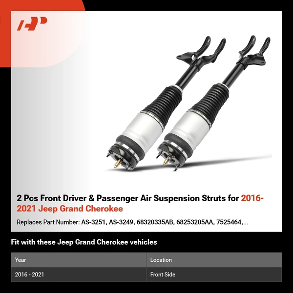 2 Pcs Front Driver & Passenger Air Suspension Struts for 2016-2021 Jeep Grand Cherokee