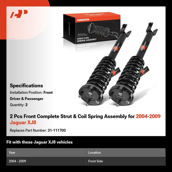 2 Pcs Front Complete Strut & Coil Spring Assembly for 2004-2009 Jaguar XJ8