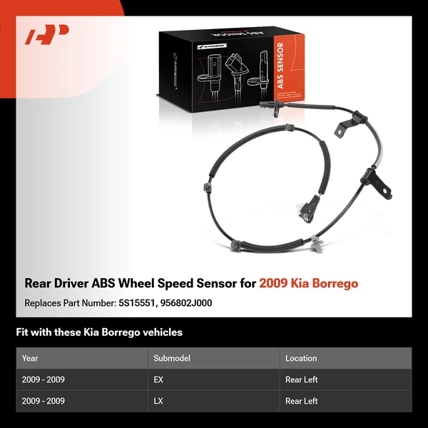 Rear Driver ABS Wheel Speed Sensor for 2009 Kia Borrego