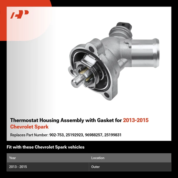 Thermostat Housing Assembly with Gasket for 2013-2015 Chevrolet Spark