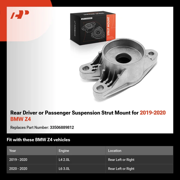 Rear Driver or Passenger Suspension Strut Mount for 2019-2020 BMW Z4