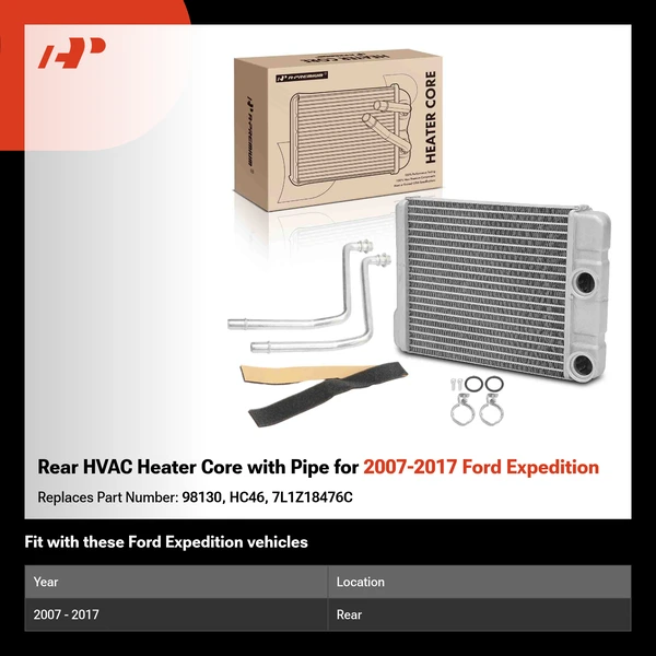 Rear HVAC Heater Core with Pipe for 2007-2017 Ford Expedition