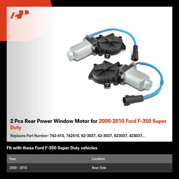2 Pcs Rear Power Window Motor for 2000-2010 Ford F-350 Super Duty