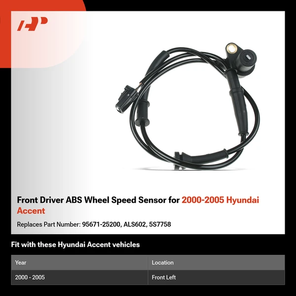 Front Driver ABS Wheel Speed Sensor for 2000-2005 Hyundai Accent