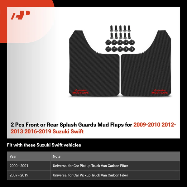 2 Pcs Front or Rear Splash Guards Mud Flaps for 2009-2010 2012-2013 2016-2019 Suzuki Swift