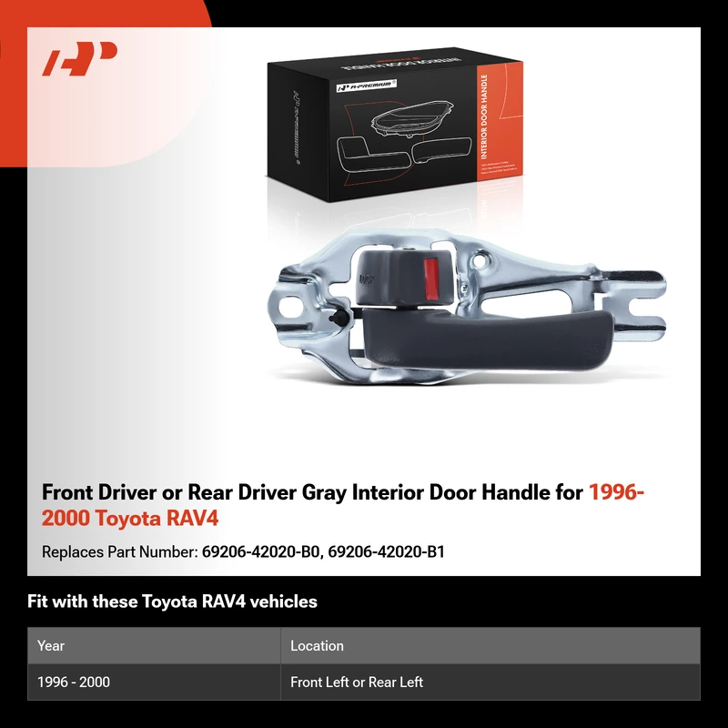 Front Driver or Rear Driver Gray Interior Door Handle for 1996-2000 Toyota RAV4