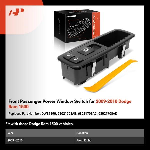 Front Passenger Power Window Switch for 2009-2010 Dodge Ram 1500