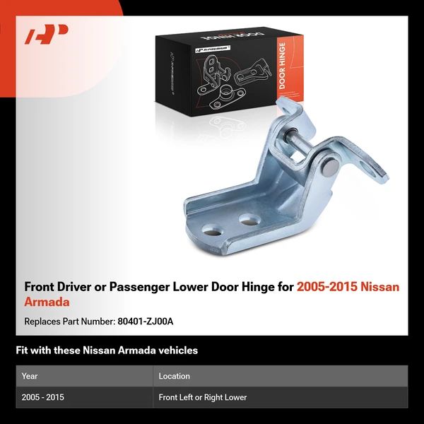 Front Driver or Passenger Lower Door Hinge for 2005-2015 Nissan Armada