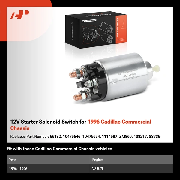 12V Starter Solenoid Switch for 1996 Cadillac Commercial Chassis