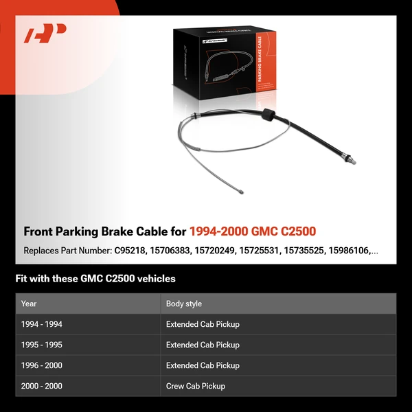 Front Parking Brake Cable for 1994-2000 GMC C2500