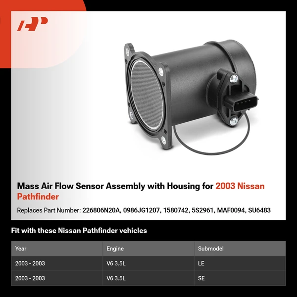 Mass Air Flow Sensor Assembly with Housing for 2003 Nissan Pathfinder