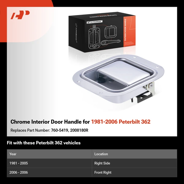 Chrome Interior Door Handle for 1981-2006 Peterbilt 362