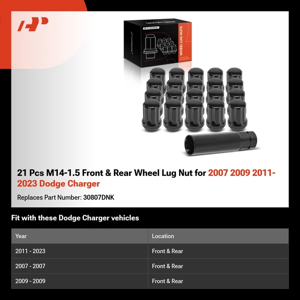 21 Pcs M14-1.5 Front & Rear Wheel Lug Nut for 2007 2009 2011-2023 Dodge Charger