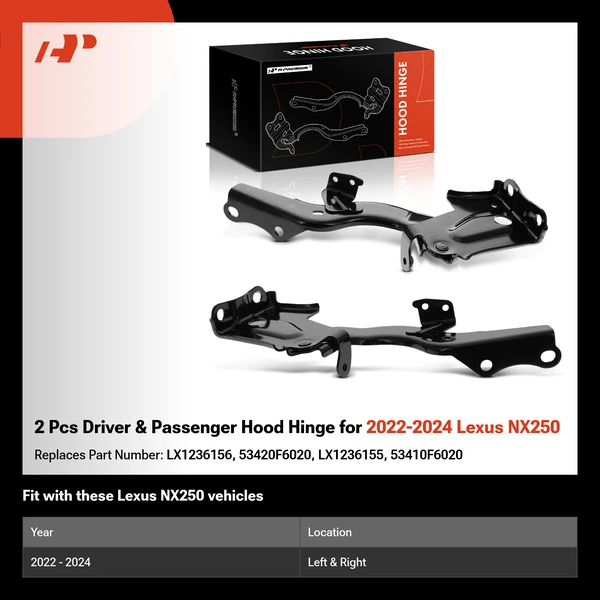 2 Pcs Driver & Passenger Hood Hinge for 2022-2024 Lexus NX250