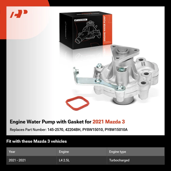 Engine Water Pump with Gasket for 2021 Mazda 3