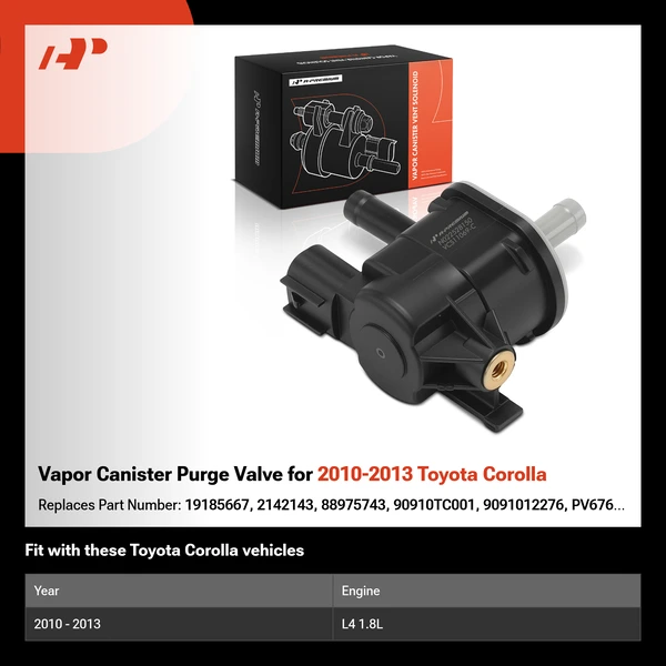 Vapor Canister Purge Valve for 2010-2013 Toyota Corolla