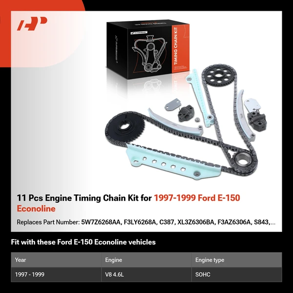 11 Pcs Engine Timing Chain Kit for 1997-1999 Ford E-150 Econoline